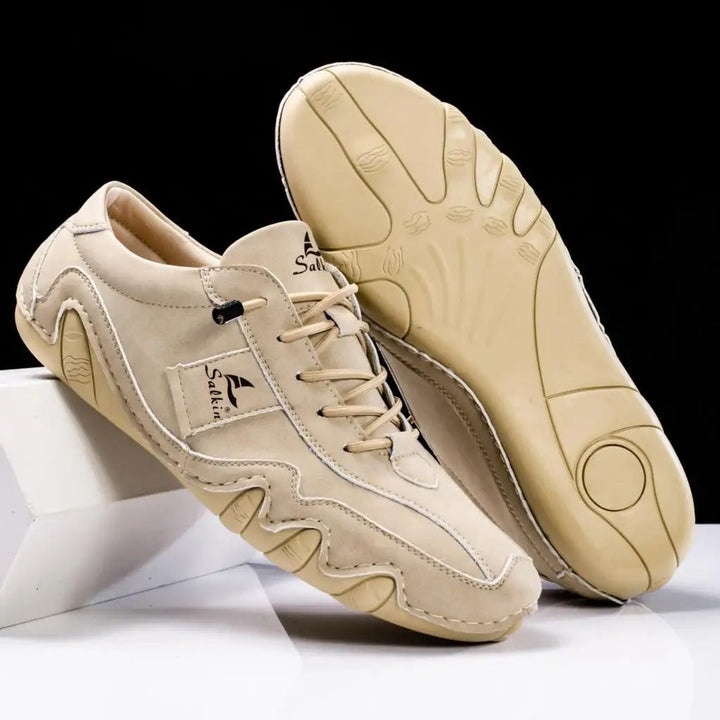 Mens Casual Lace-Up Shoes with Contrast Stitching Curved Sole
