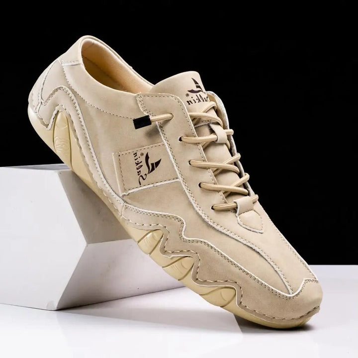 Mens Casual Lace-Up Shoes with Contrast Stitching Curved Sole