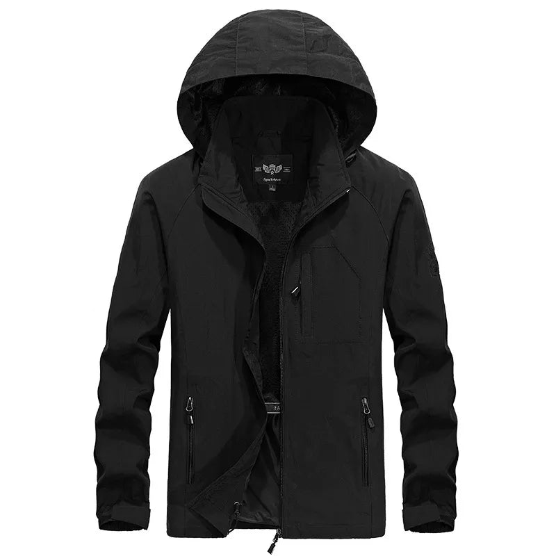 Mens Waterproof Outdoor Jacket with Detachable Hood All-Weather