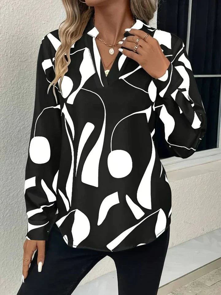 Womens Long Sleeve Top Printed Stylish Fit
