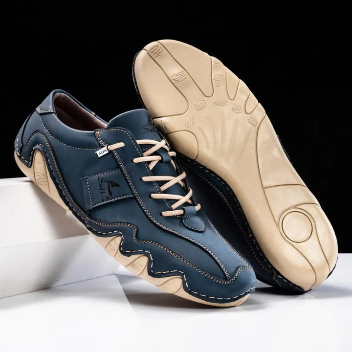 Mens Casual Lace-Up Shoes with Contrast Stitching Curved Sole