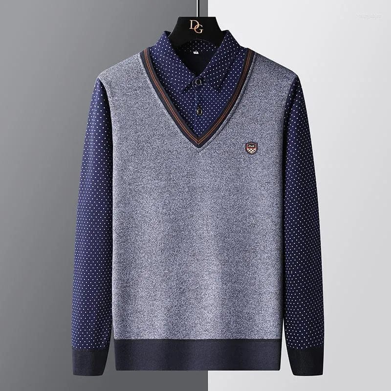 Mens Polo Sweater Warm Classic Fit