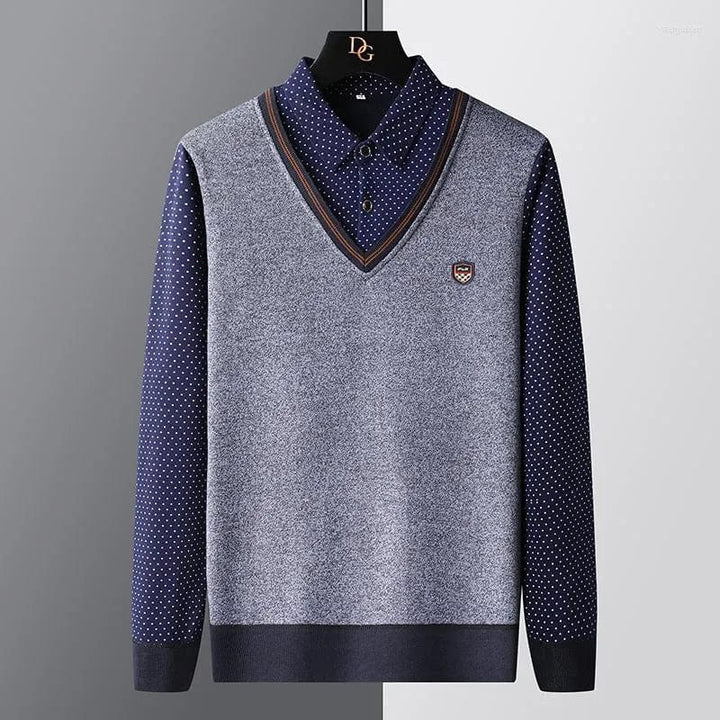 Mens Polo Sweater Warm Classic Fit