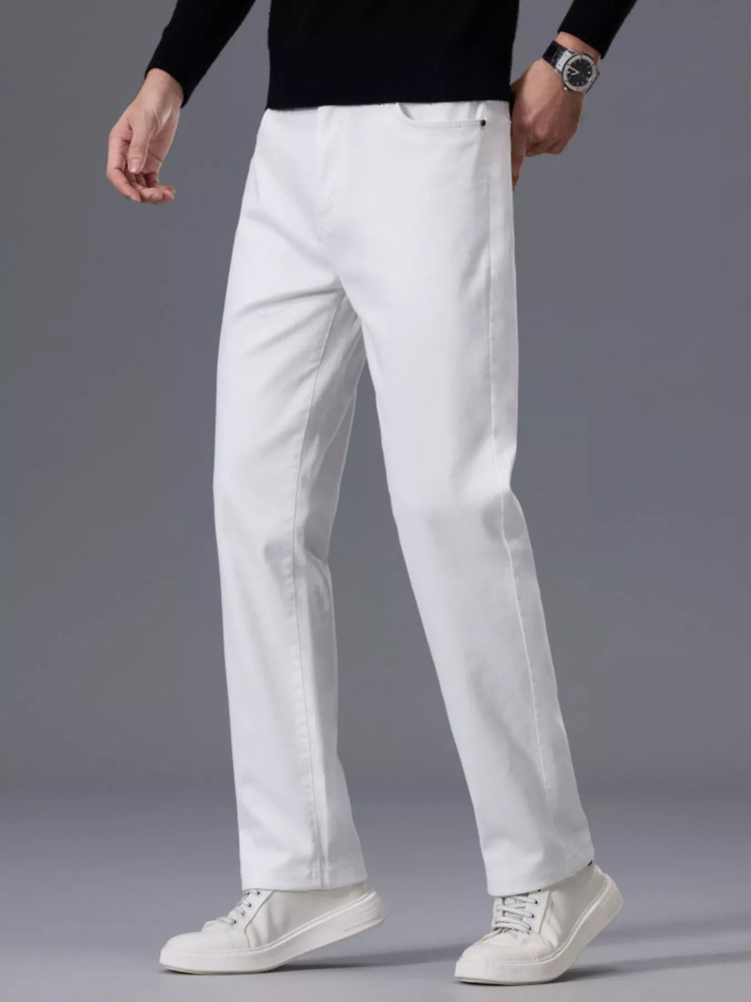 Mens Straight Jeans Classic Fit Cotton Denim - BritishMode