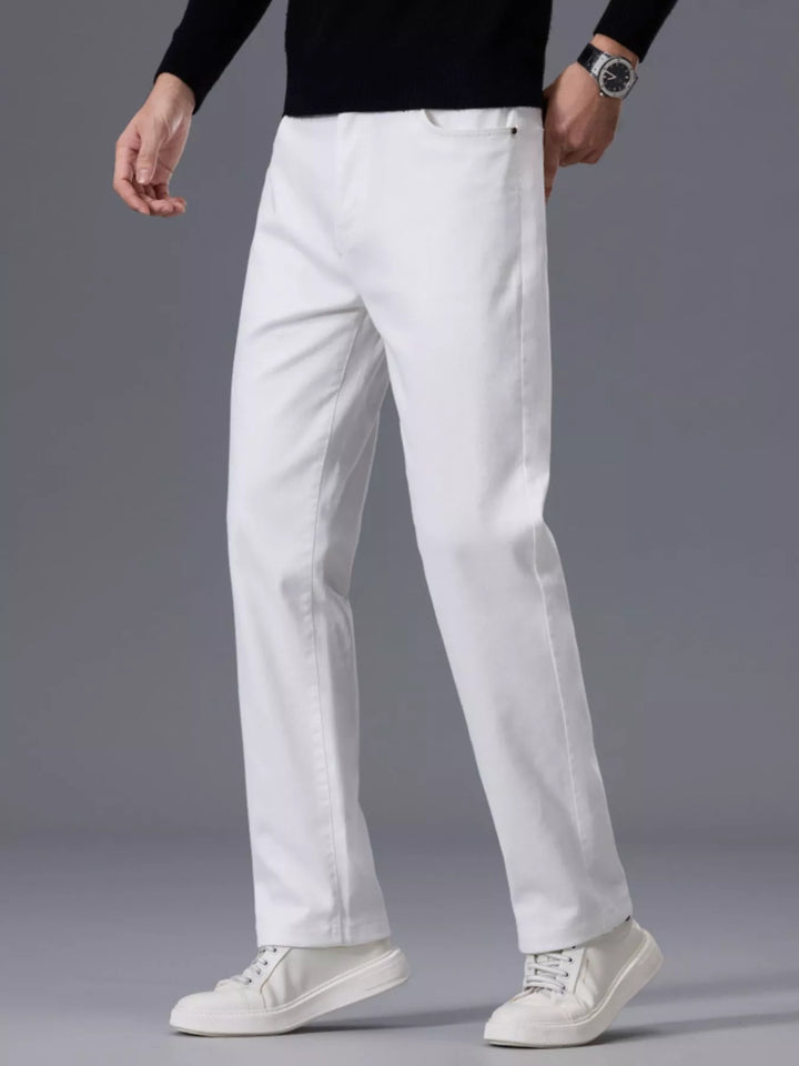 Mens Straight Jeans Classic Fit Cotton Denim - BritishMode