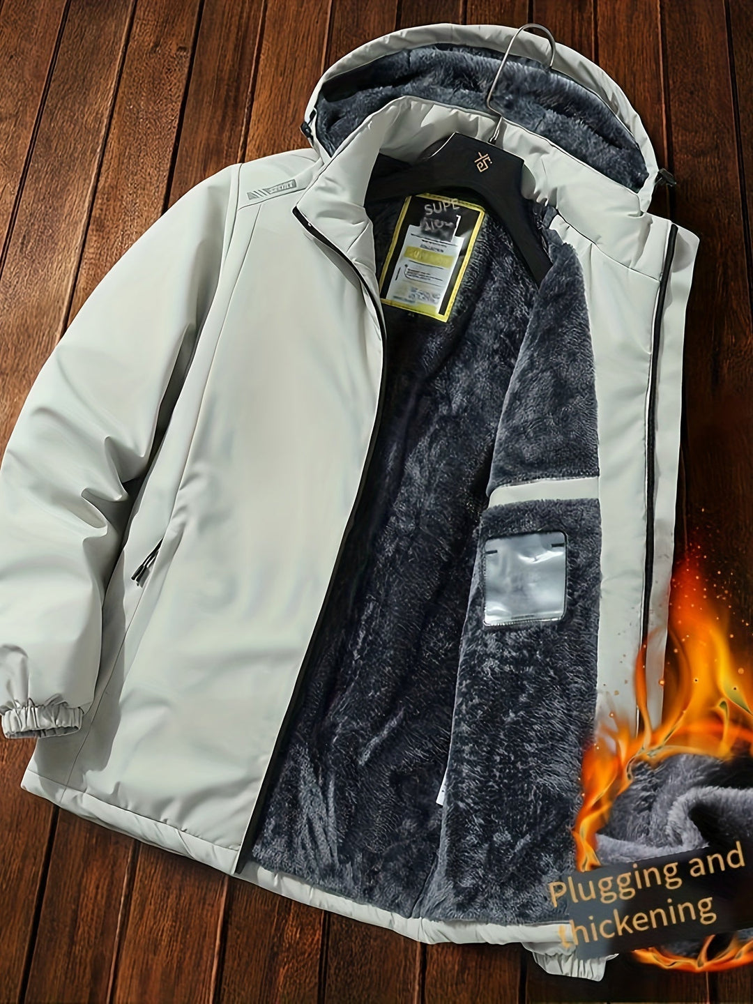 Mens Winter Coat Thick Fleece Puffer Warm Fit