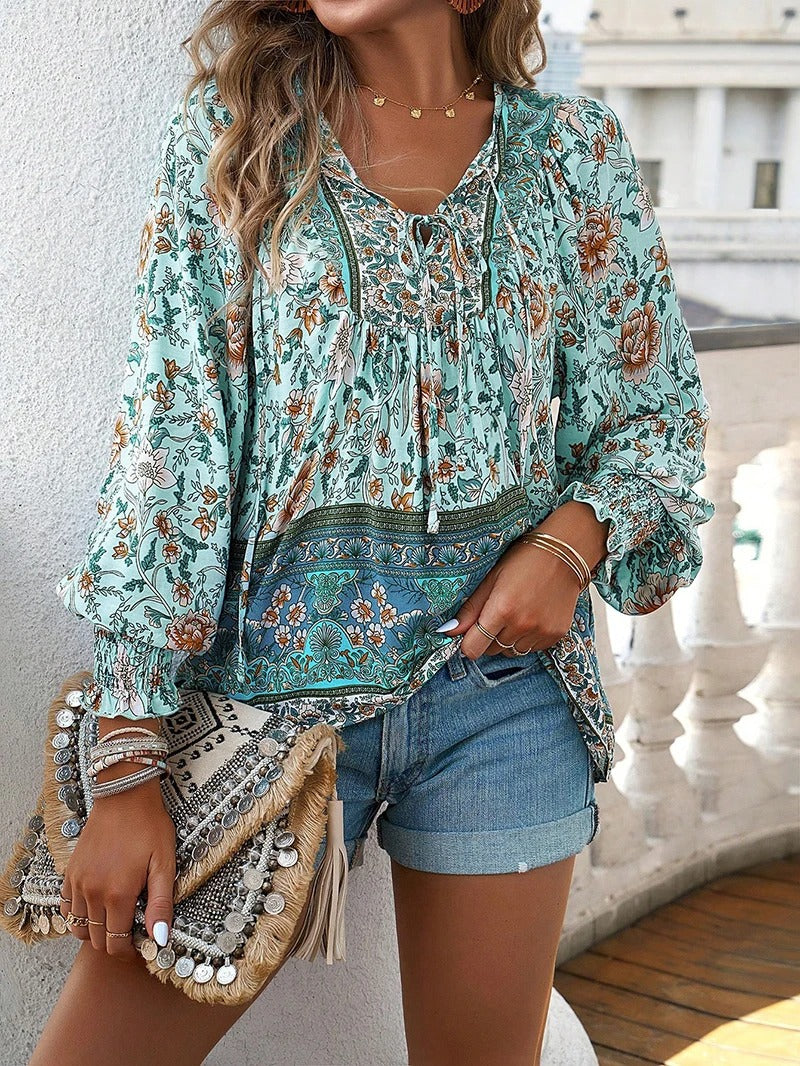 Womens Summer Blouse Floral Lightweight Relaxed Fit