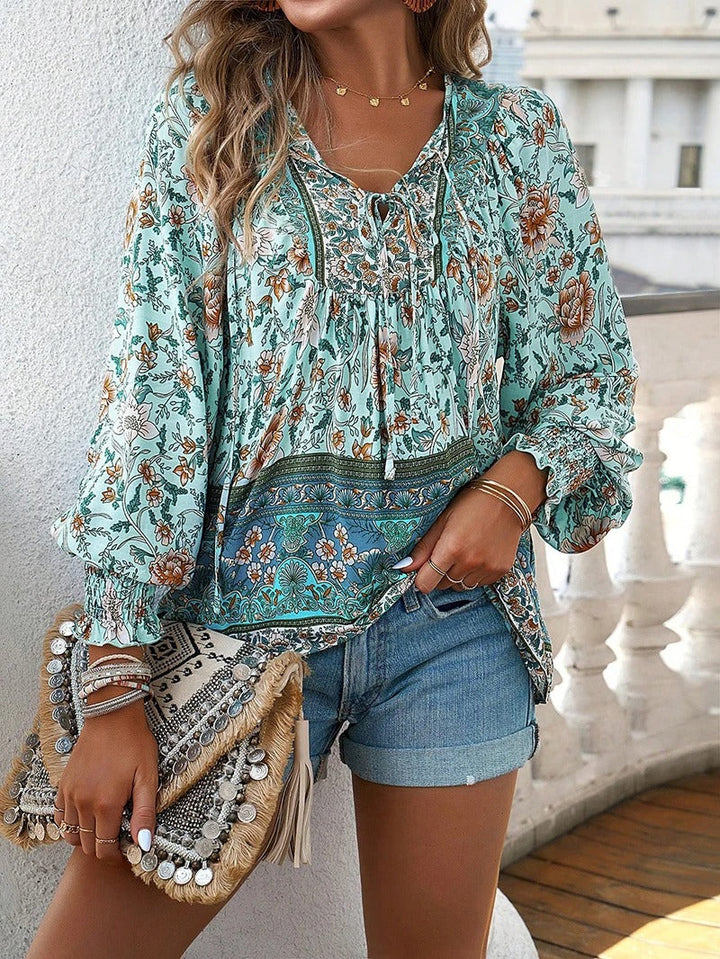 Womens Summer Blouse Floral Lightweight Relaxed Fit