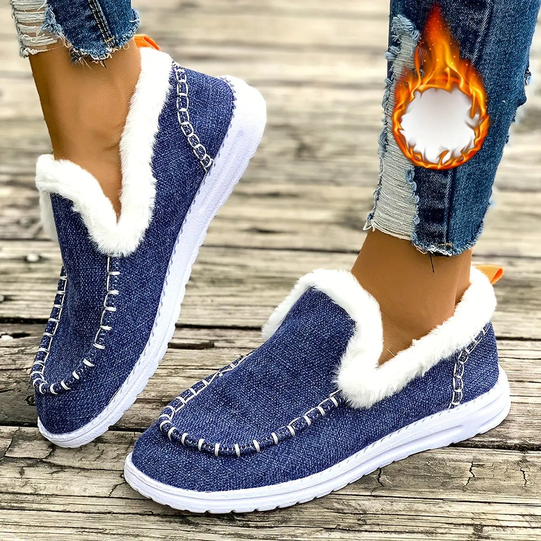 Womens Slip-On Loafers Plush Lightweight Cozy Winter Shoes - BritishMode