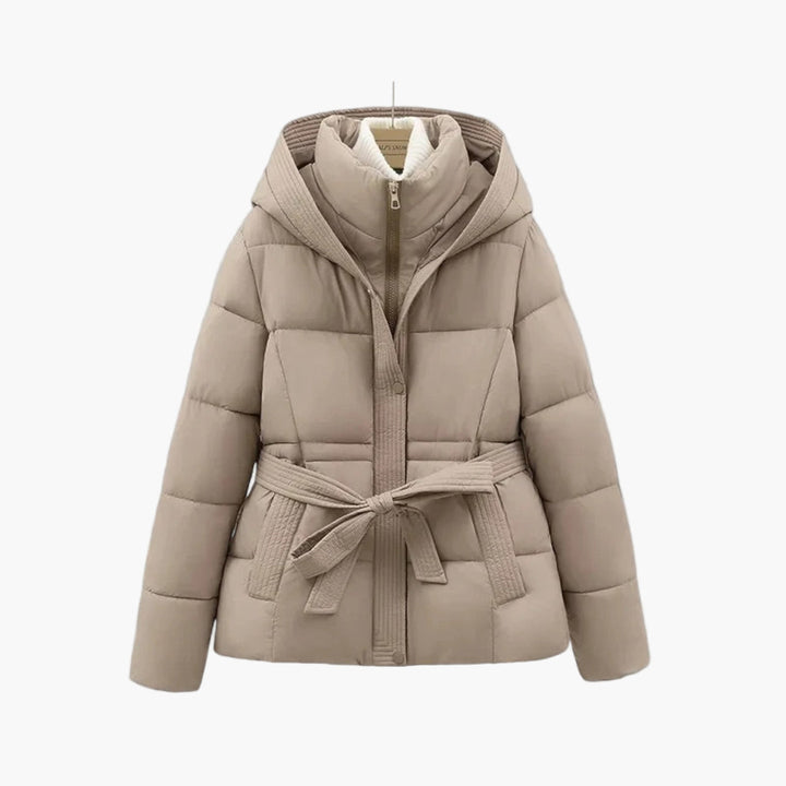 Womens Winter Parka Coat Belted Elegant Fit
