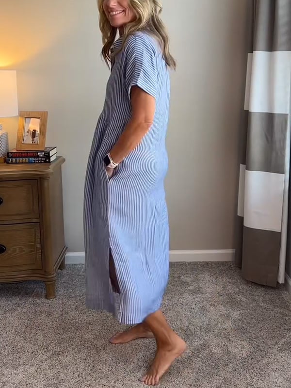 Womens Summer Dress Lightweight Stripe Relaxed Fit
