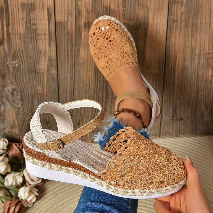 Womens Orthopedic Espadrille Sandals Crochet Adjustable Strap