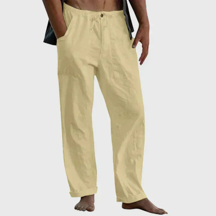 Mens Linen Pants Relaxed Fit Drawstring Waist