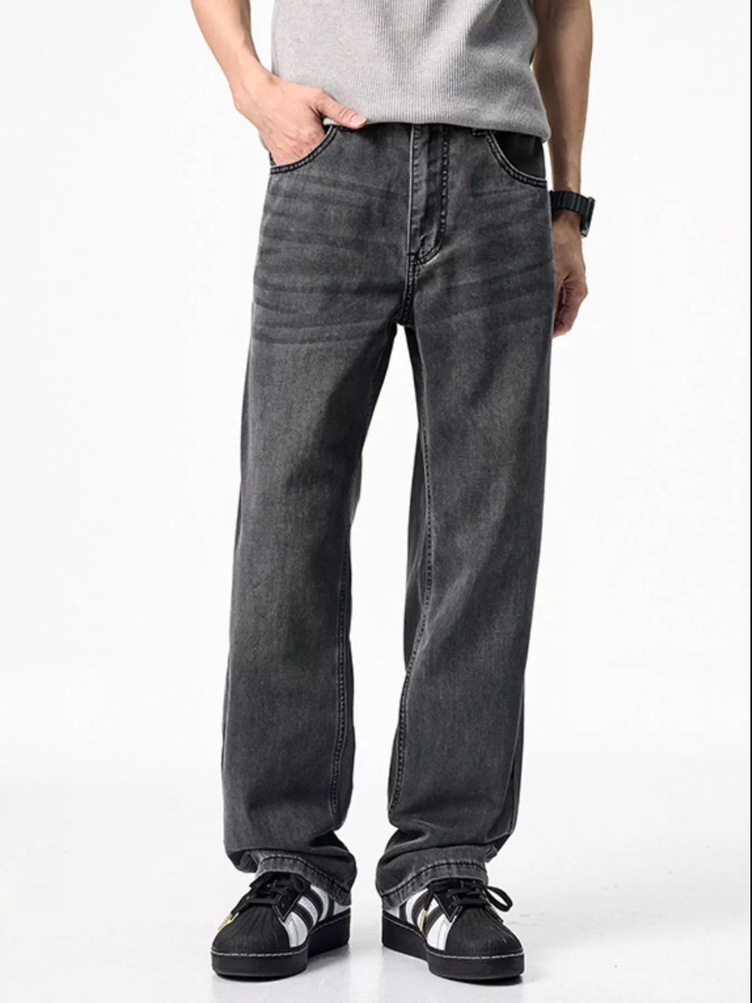 Mens Straight Leg Jeans Comfortable Fit