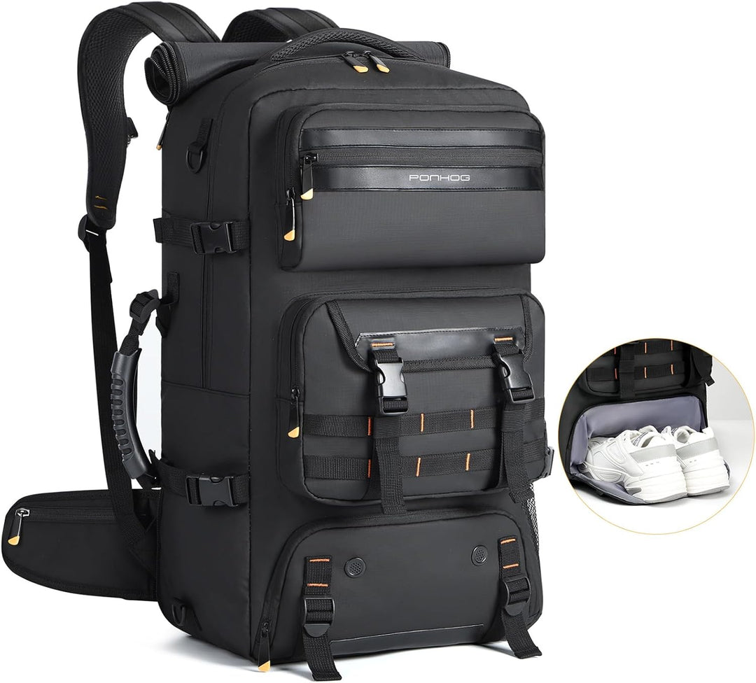 Unisex Convertible Travel Backpack 50L with USB Port and Shoe - BritishMode