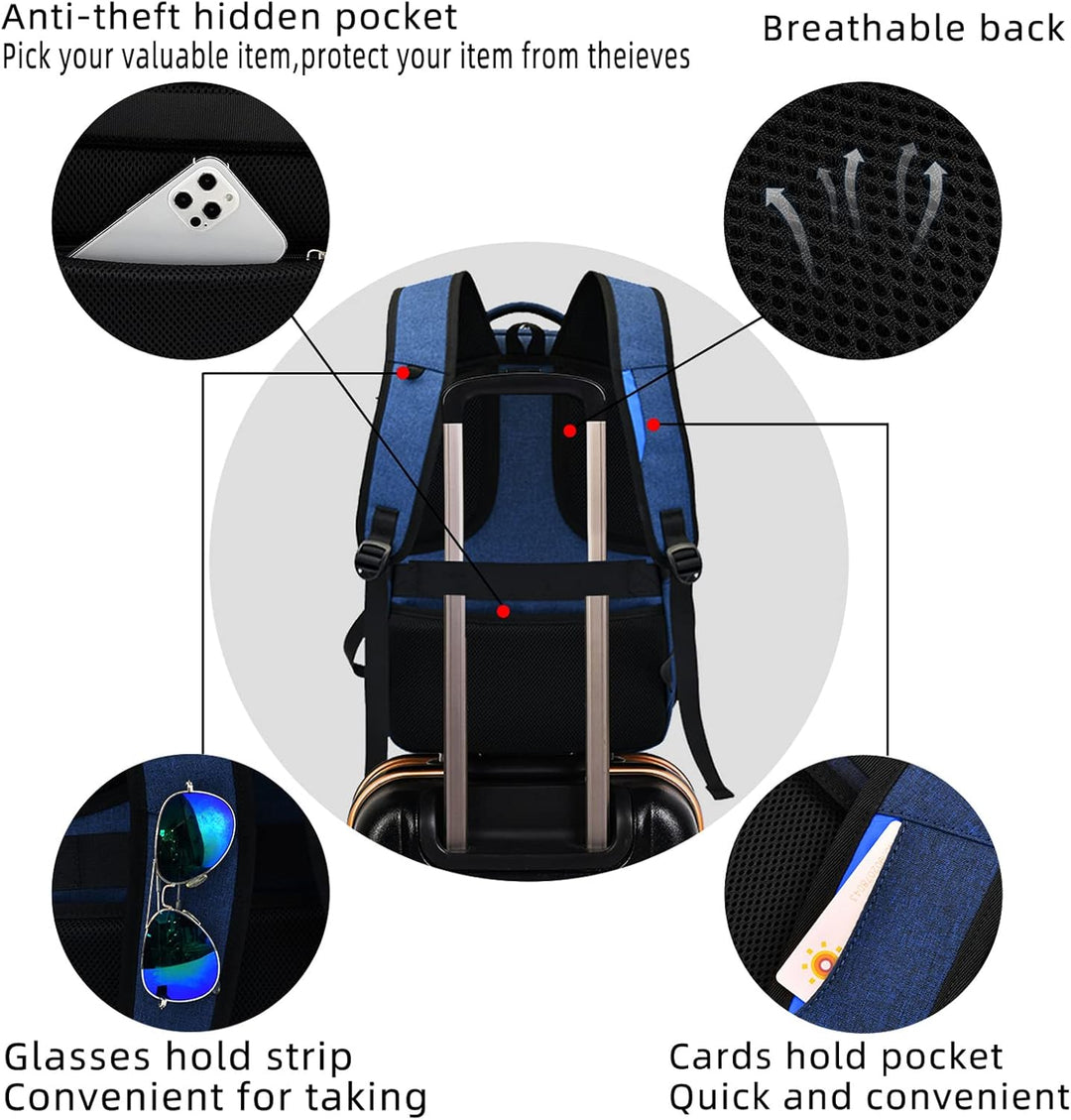 Unisex Travel Laptop Backpack Water-Resistant USB Port Organized