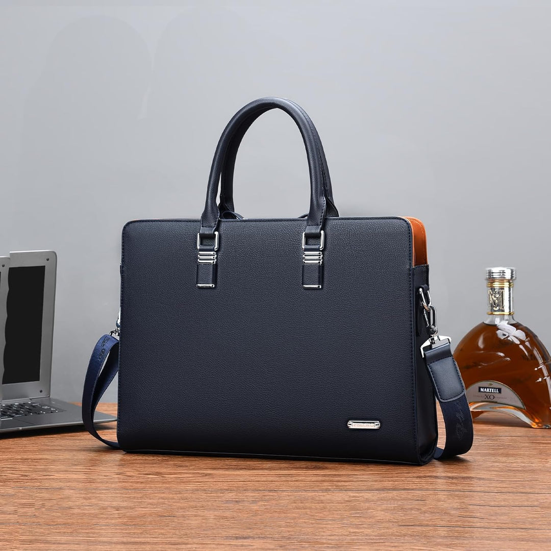 Mens Leather Business Briefcase Multi-Compartment Professional Style - BritishMode