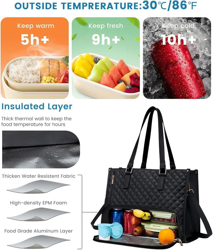 Unisex Insulated Lunch Tote with Laptop Compartment Work Travel