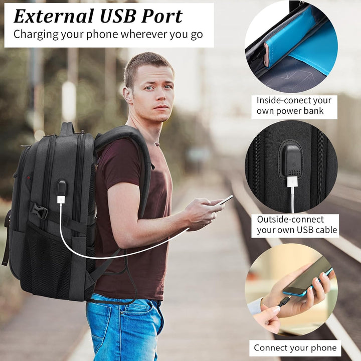 Unisex Travel Laptop Backpack Water-Resistant USB Port Organized