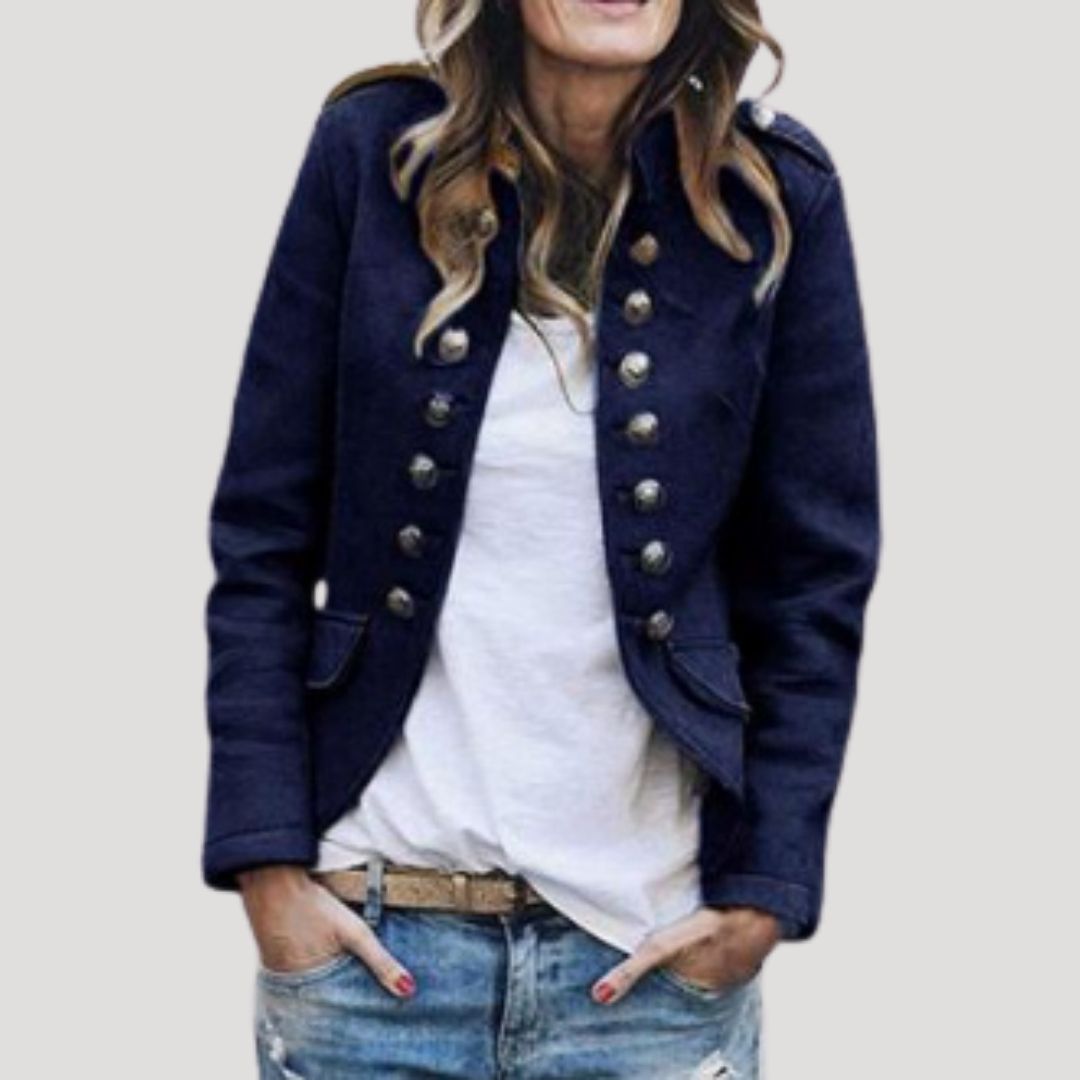 Womens Button Down Jacket Army Style Classic Fit
