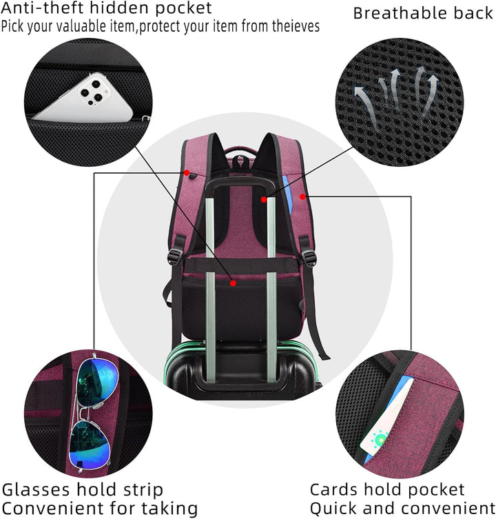 Unisex Travel Laptop Backpack Water-Resistant USB Port Organized
