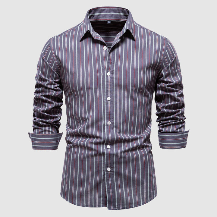 Mens Casual Shirt Striped Classic Fit