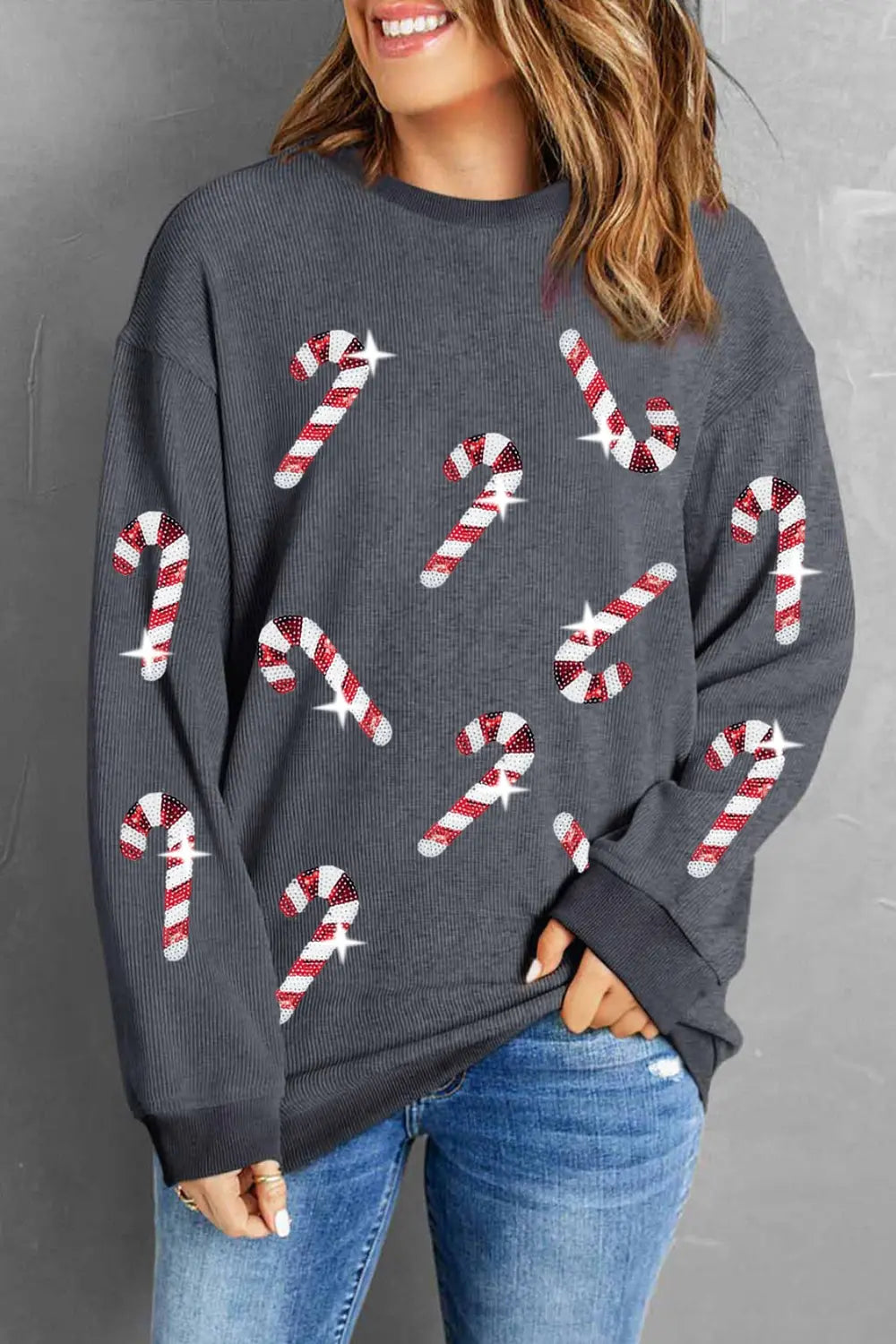 Womens Sweatshirt with Sparkly Christmas Tree Design - BritishMode