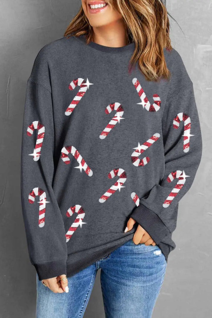 Womens Sweatshirt with Sparkly Christmas Tree Design - BritishMode