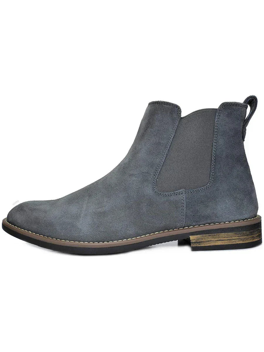 Mens Chelsea Boots Leather Rugged Thick Sole