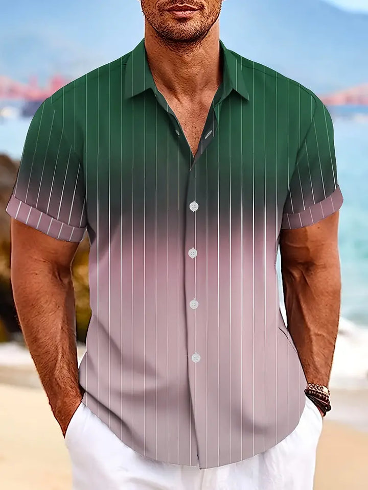 Mens Button-Down Shirt Cotton Short Sleeve Regular Fit