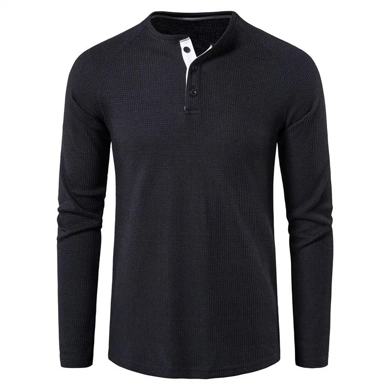 Mens Henley Shirt Classic Fit Cotton