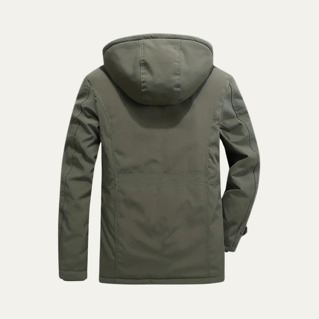 Mens Insulated Outdoor Parka with Removable Hood Rugged Fit