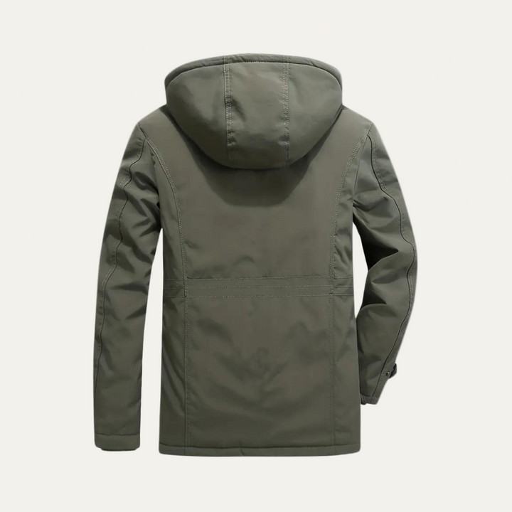 Mens Insulated Outdoor Parka with Removable Hood Rugged Fit