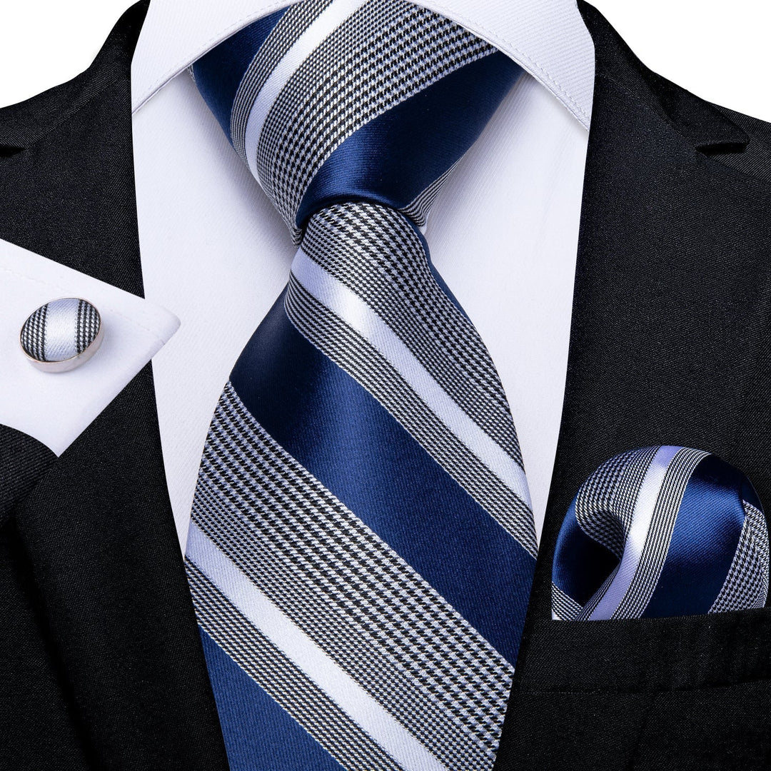 Mens Tie Pocket Square and Cufflinks Set Classic Design - BritishMode