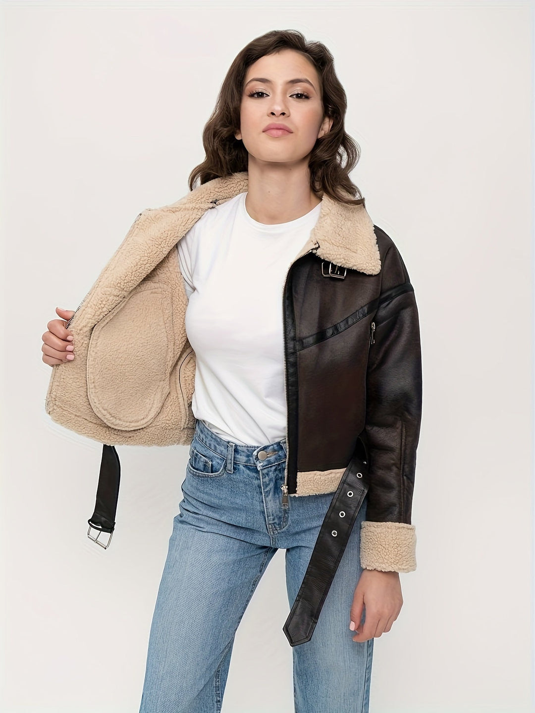 Womens Mini Leather Jacket Slim Fit - BritishMode