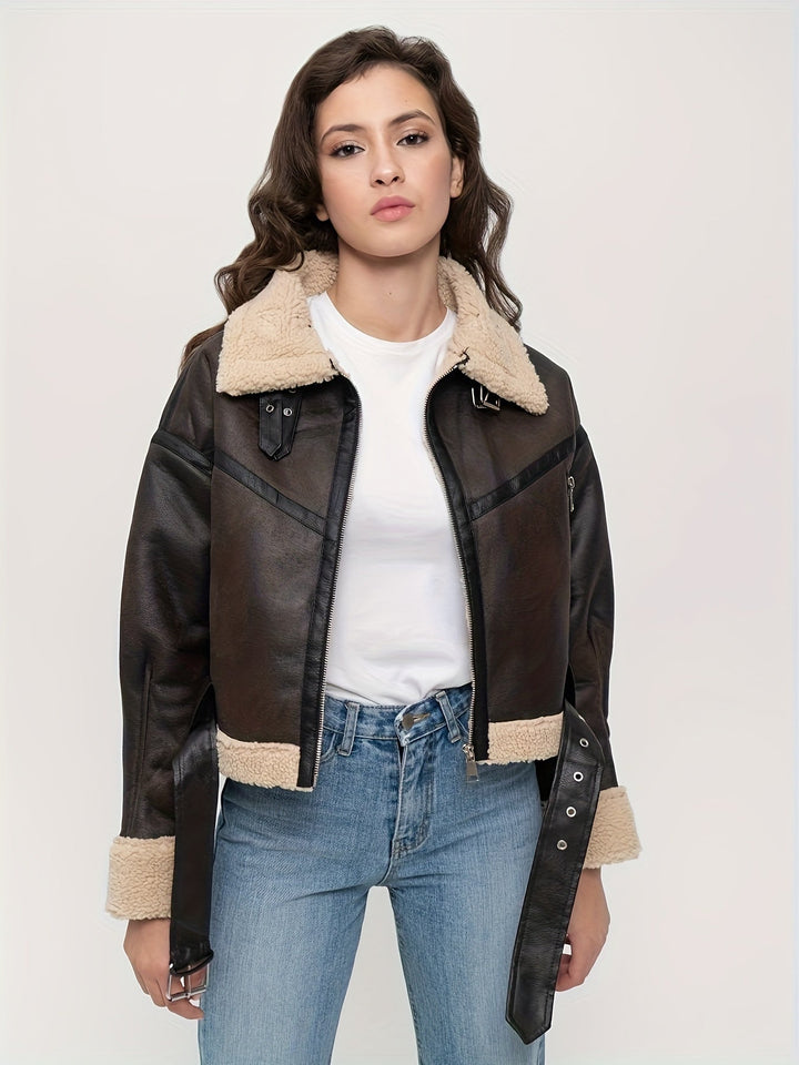Womens Mini Leather Jacket Slim Fit