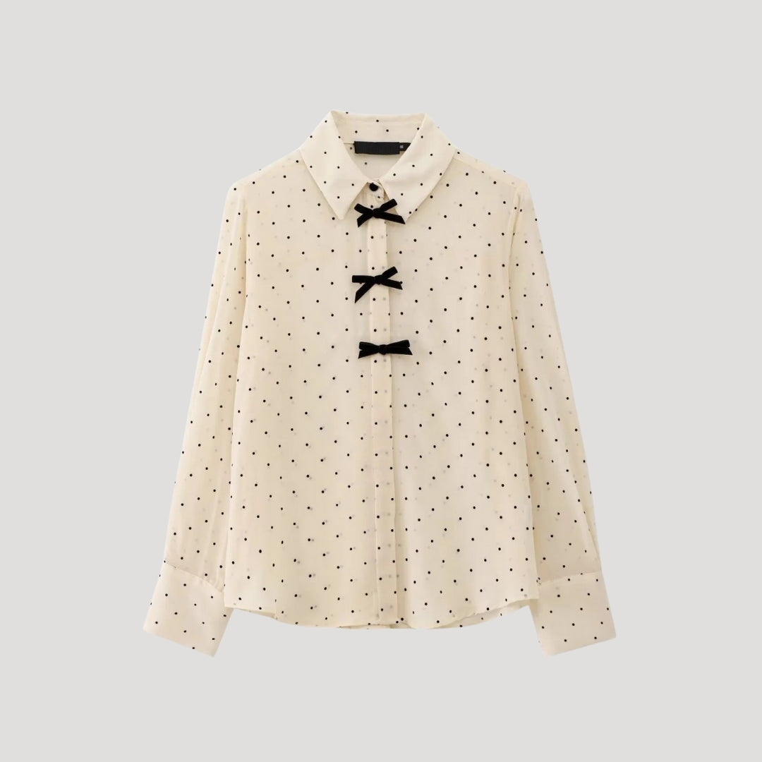 Womens Silk Blouse with Ruffle and Long Sleeve - BritishMode