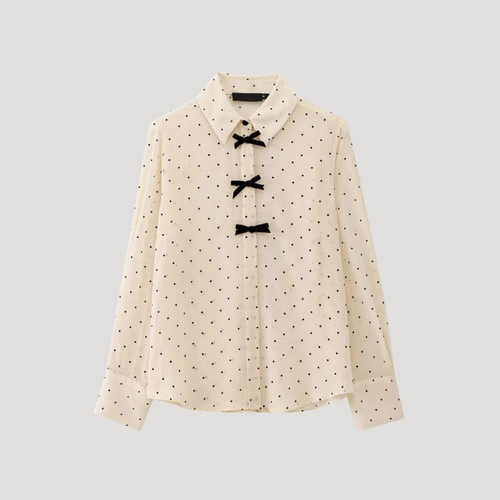 Womens Silk Blouse with Ruffle and Long Sleeve - BritishMode