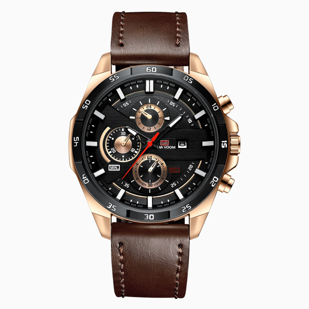 Mens Classic Leather Watch Analog Quartz - BritishMode