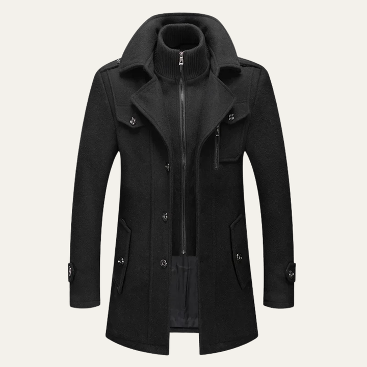 Mens Wool Blend Winter Coat Smart Lapel Classic Fit