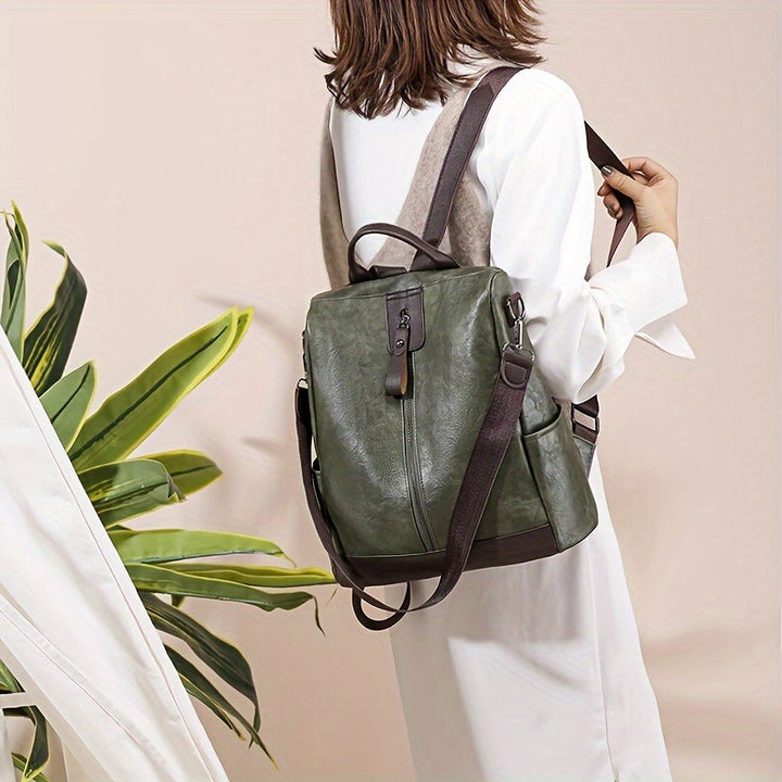 Womens Backpack Vegan PU Leather Secure Design