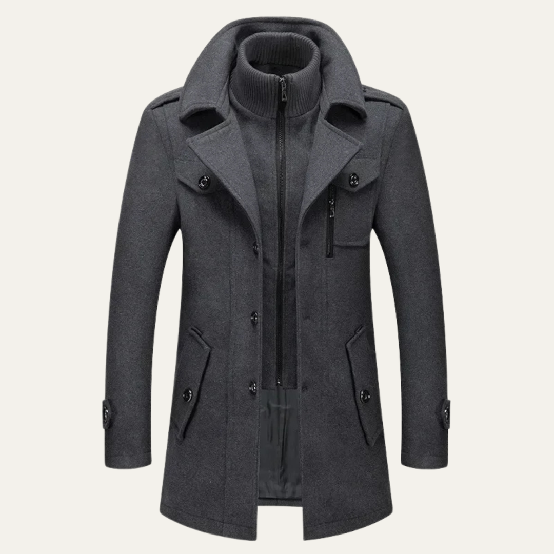Mens Wool Blend Winter Coat Smart Lapel Classic Fit - BritishMode