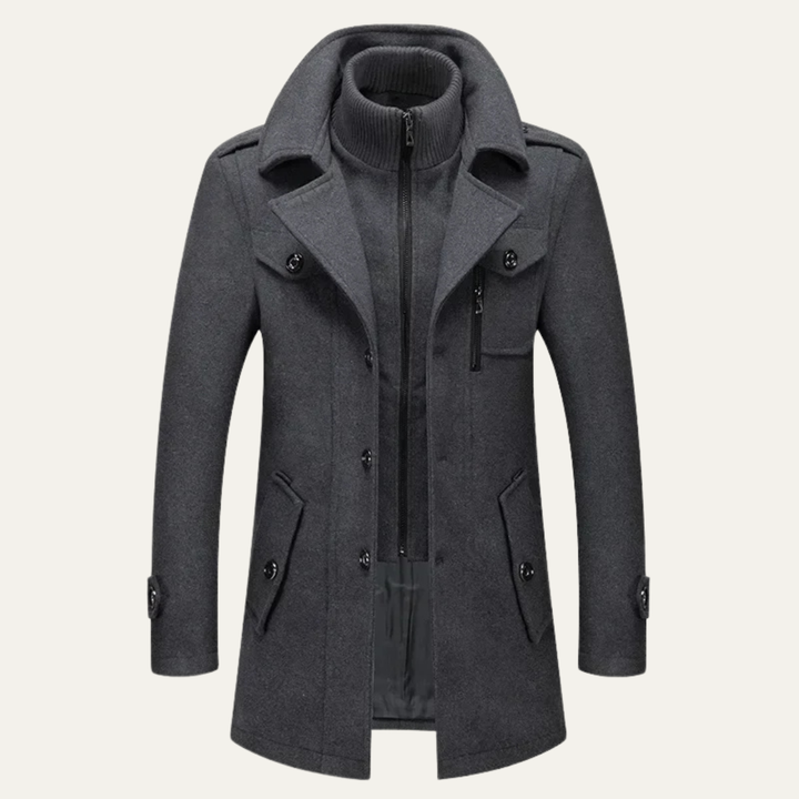 Mens Wool Blend Winter Coat Smart Lapel Classic Fit - BritishMode