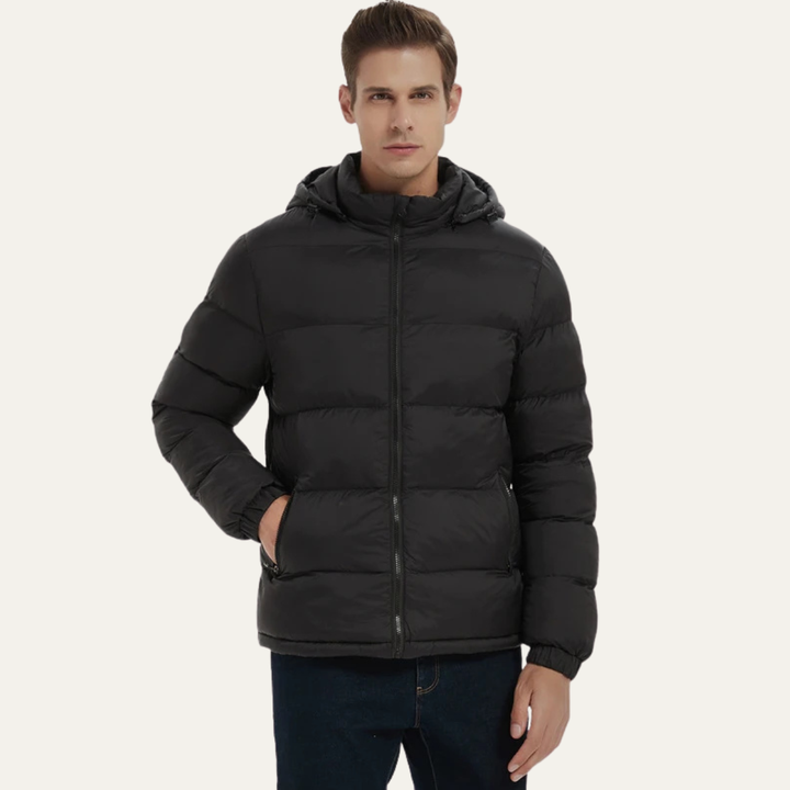 Mens Insulated Puffer Jacket Thick Warm Hooded