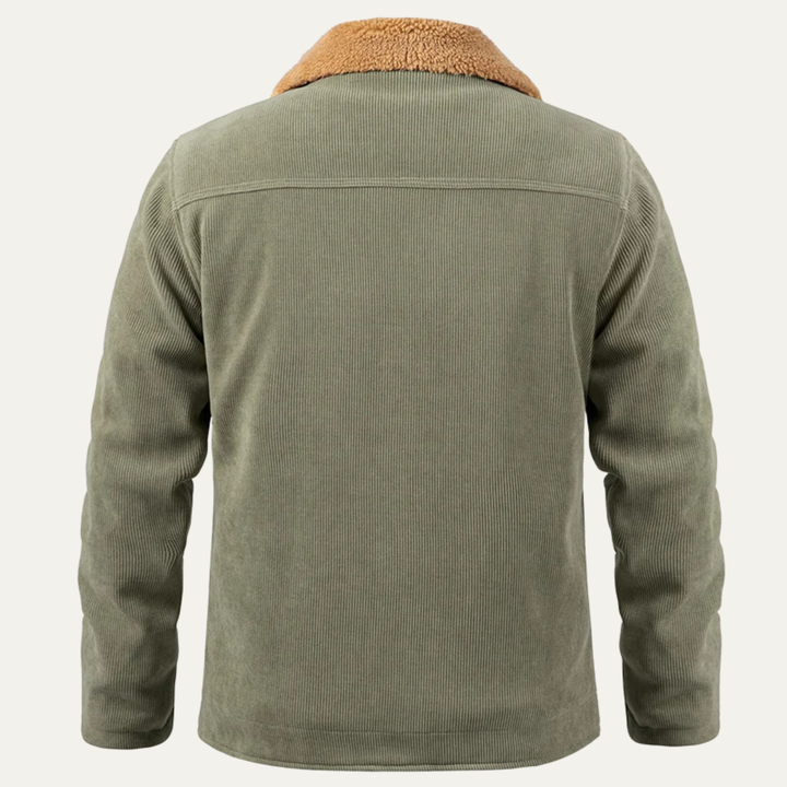 Mens Corduroy Sherpa Jacket Button-Up Winter Style