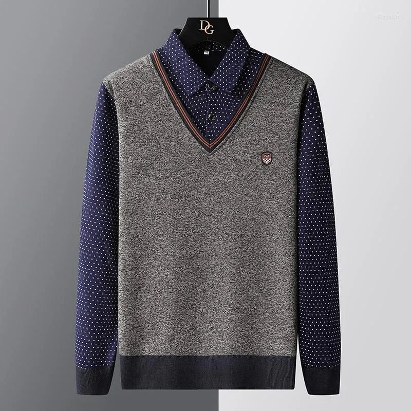 Mens Polo Sweater Warm Classic Fit