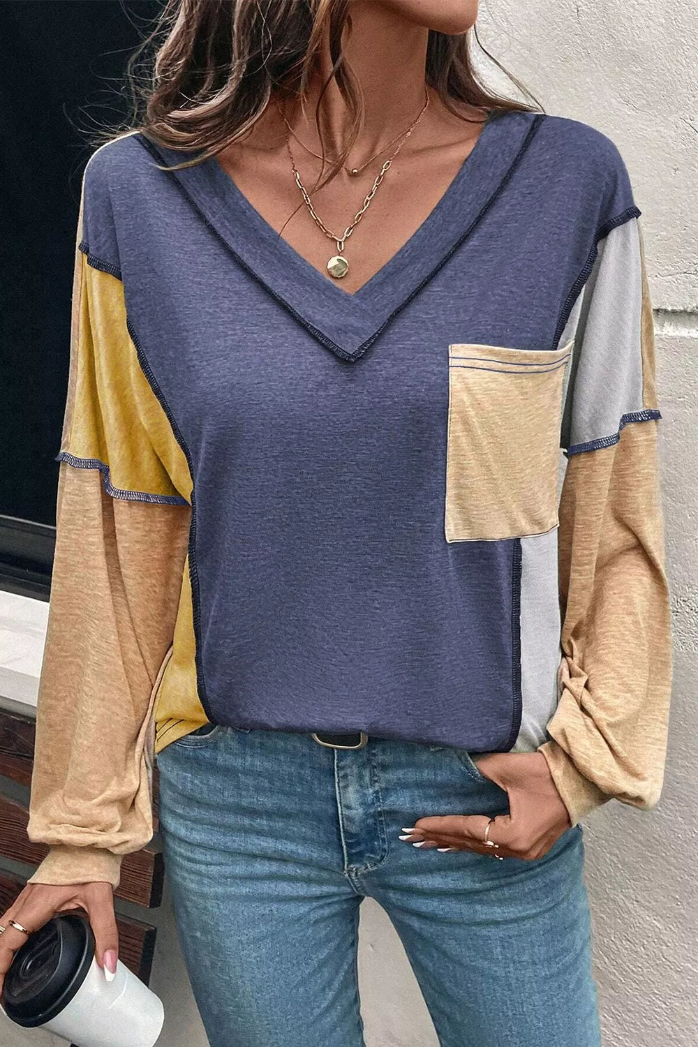 Womens Casual T-Shirt with V-Neck - BritishMode
