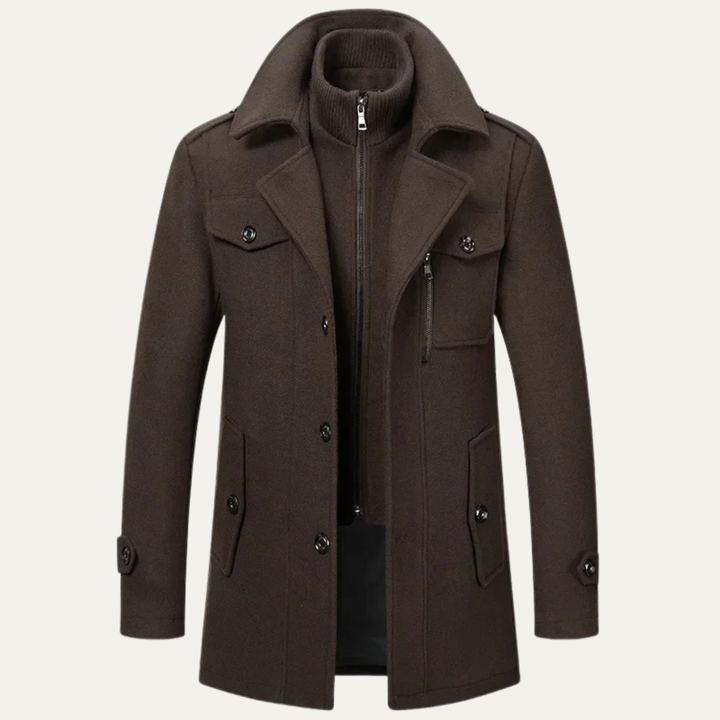 Mens Wool Blend Winter Coat Smart Lapel Classic Fit