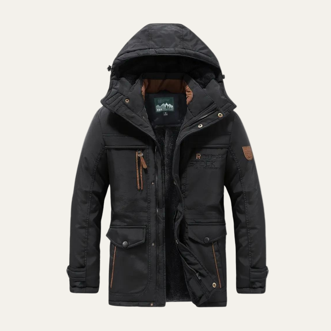 Mens Insulated Outdoor Parka with Removable Hood Rugged Fit - BritishMode