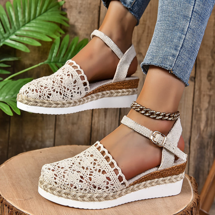 Womens Orthopedic Espadrille Sandals Crochet Adjustable Strap